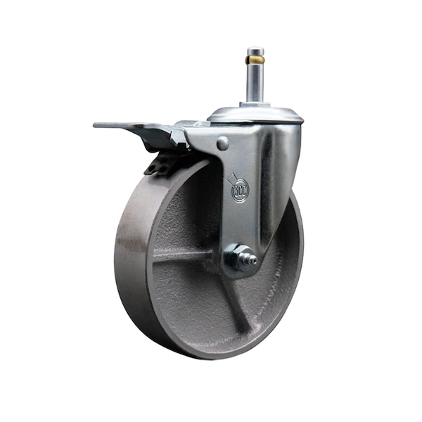 Semi Steel Swivel Grip Ring Caster5'' Wheel&7/16'' Stem w/Total Lock BRK